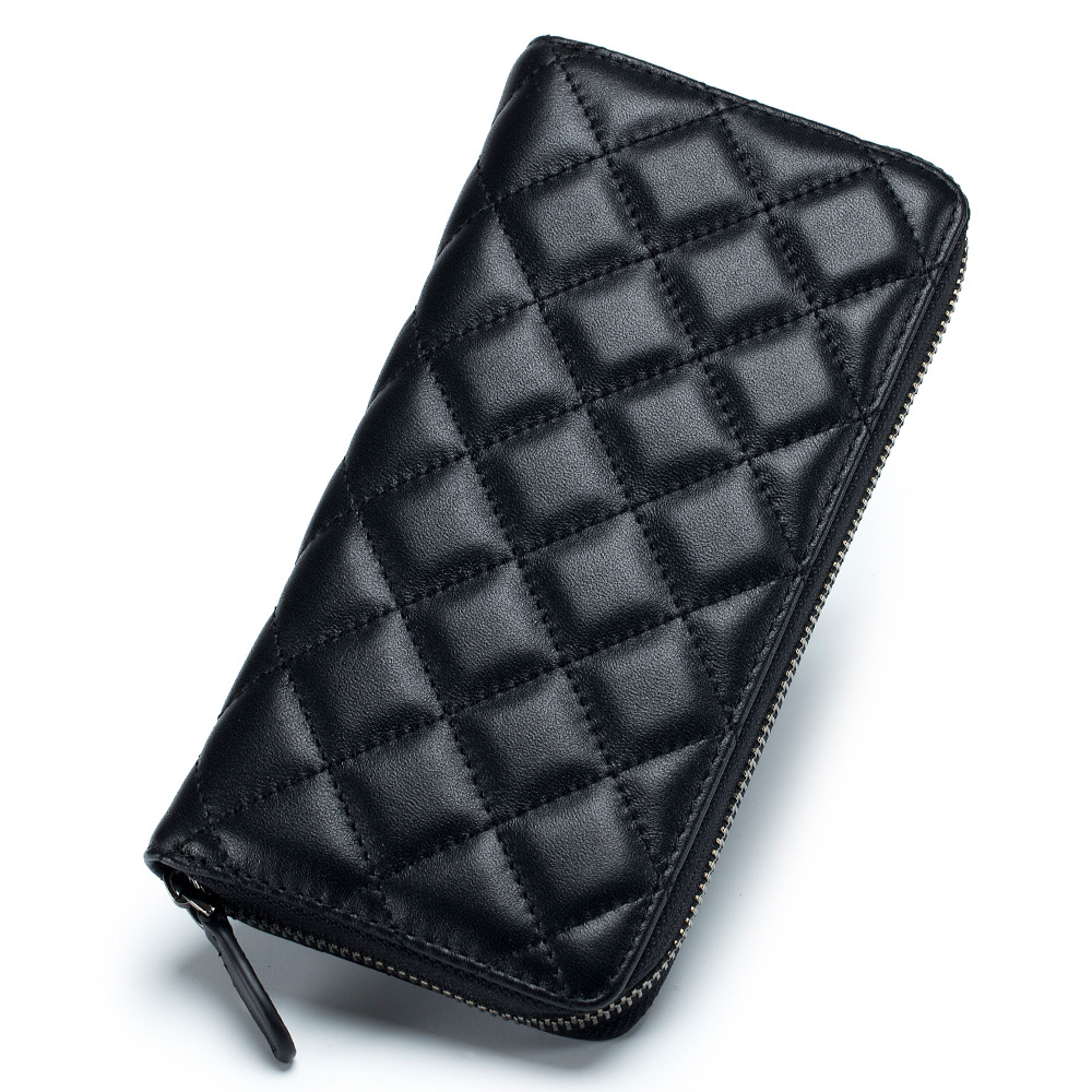 Luxury Quilted Bags - Genuine Leather Long Wallets for Woman