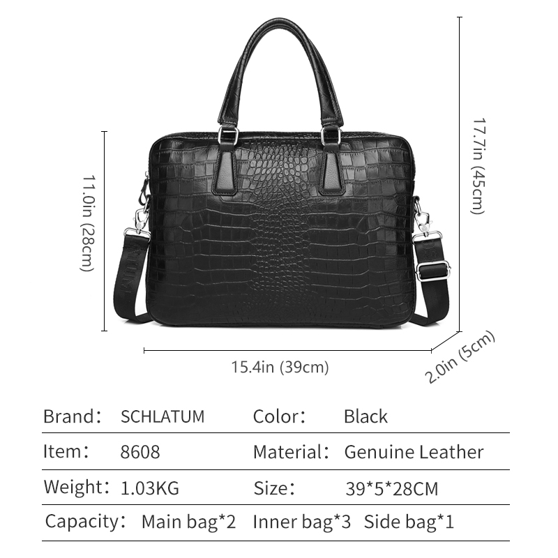 SCHLATUM Genuine Leather Croco - đánh giá và giá Luxury Bags That Fit Laptop