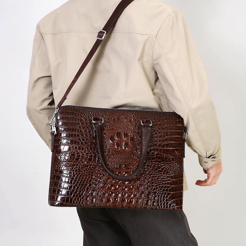 New Crocodile Grain Laptop Bag - đánh giá và giá Luxury Bags That Fit Laptop